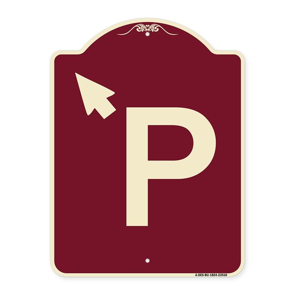 PWith Up Arrow Pointing Left Heavy-Gauge Aluminum Architectural Sign, 24" x 18", BU-1824-23510